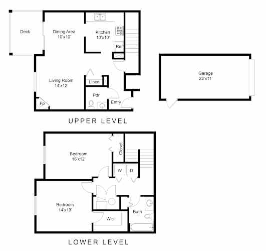 Floor Plan  2 Bed - 1.5 Bath B