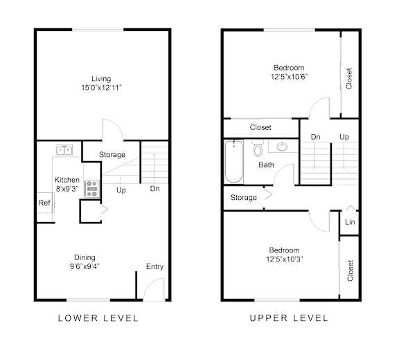 Floor Plan  2 Bed - 1 Bath B
