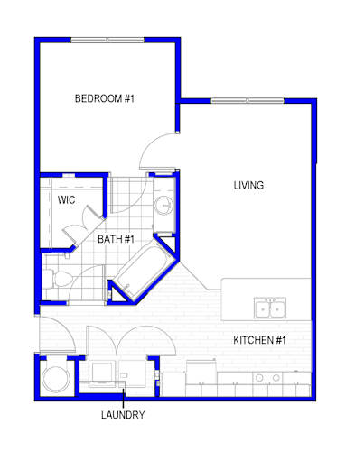 Floor Plan  Madison Oaks West 1 Bedroom unit floor plan