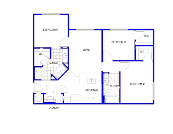 Floor Plan  Madison Oaks West 3 Bedroom unit floor plan