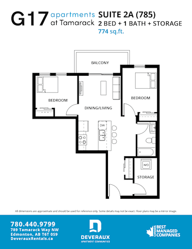 Floor Plan  Suite 2A Floor Plan at G17 Apartments at Tamarack, Edmonton