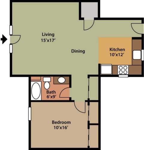 Floor Plan  1 Bedroom Garden