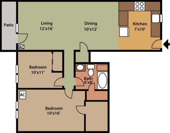 Floor Plan  Garden 2 Bed