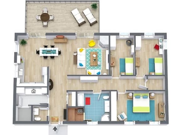 Floor Plan  a floor plan of a house with a swimming pool