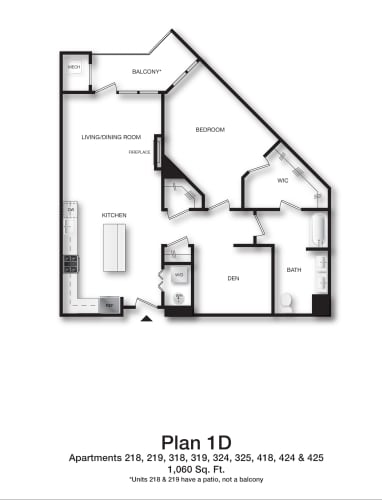Floor Plan  34 Eden - 1 bedroom plus den 1 bath