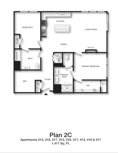 Floor Plan  34 Eden - 2 Bedrooms 2 Baths plus Den