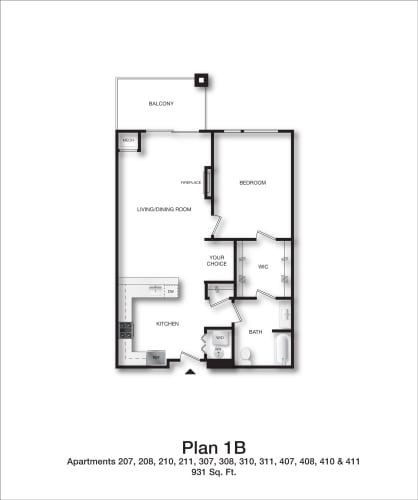 Floor Plan  34Eden 1 Bedroom 1 Bathroom