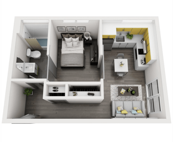 Floor Plan  1 Bed 1 Bath B cropped Floor Plan Image