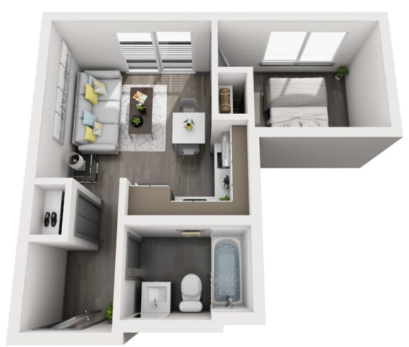 Floor Plan  1x1 A - Unfurnished