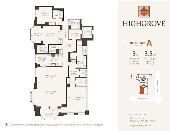 Floor Plan  3 bed 3.5 bath B at HIGHGROVE, Stamford, 06901