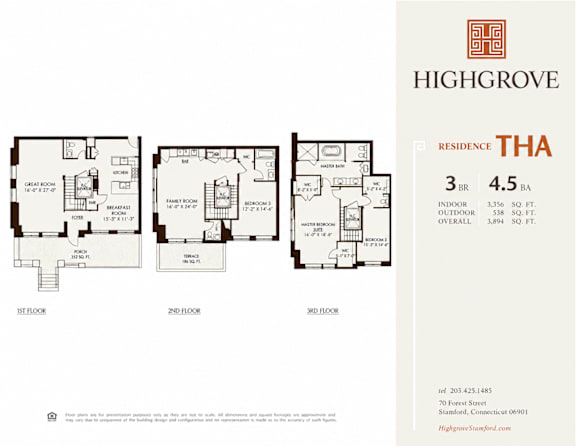 Floor Plan  A floor plan for a Highgrove residence THA 3 BR 4.5 BA.