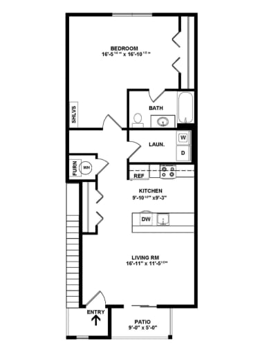 Floor Plan  1 Bedroom, 1 Bathroom