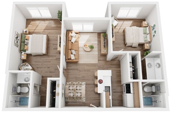 Floor Plan  a rendering of a 1 bedroom floor plan with a bathroom and a living room