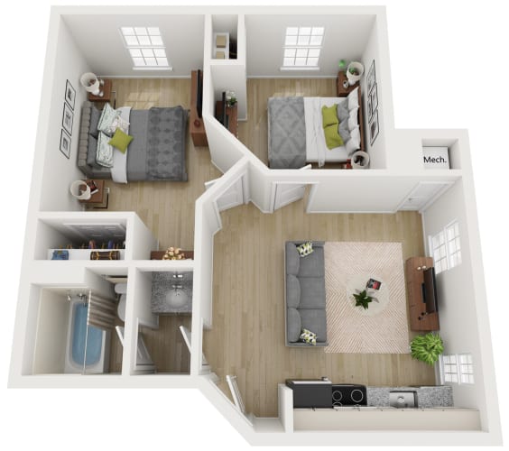 Floor Plan  Two Bedroom x One Bathroom