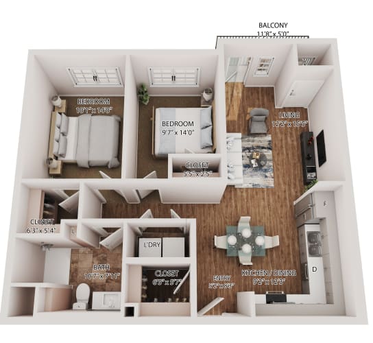 Floor Plan  Lyndale (2 Bedroom)