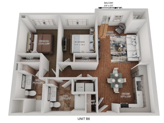 Floor Plan  Fish Lake (2 Bedroom)