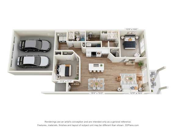 Floor Plan  A 3D floor plan of a house with dimensions and a disclaimer at the bottom.
