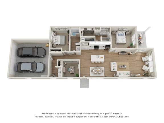 Floor Plan  a stylized floor plan of a 1 bedroom apartment