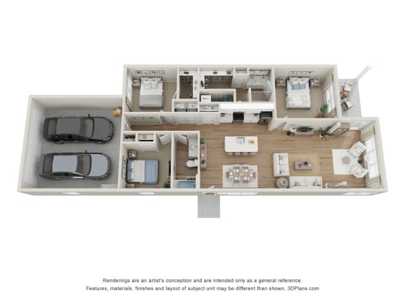 Floor Plan  a stylized floor plan of a 1 bedroom apartment