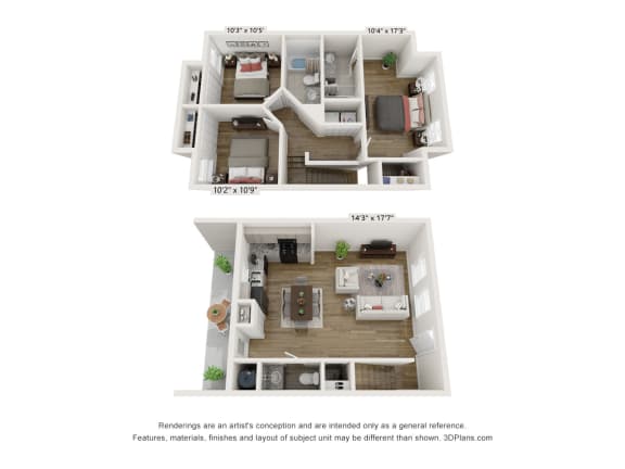 Floor Plan  3 Bedroom Townhouse