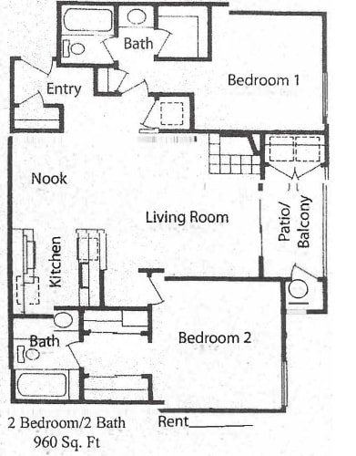Floor Plan  2 bedroom 2 bath floorplan