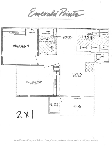 Floor Plan  2 bedroom 1 bath floorplan