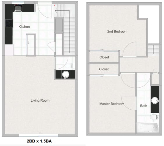 Floor Plan  2 bedroom townhouse floorplan