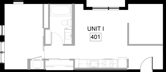 Floor Plan  aerial view of a floor plan of a room with a bed and a desk and