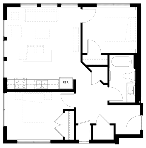Floor Plan  floor plan of the first floor of the home including the living room and dining room