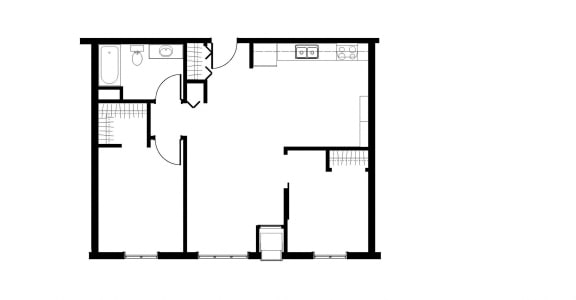 Floor Plan  a floor plan of a small house with a bedroom and a living room