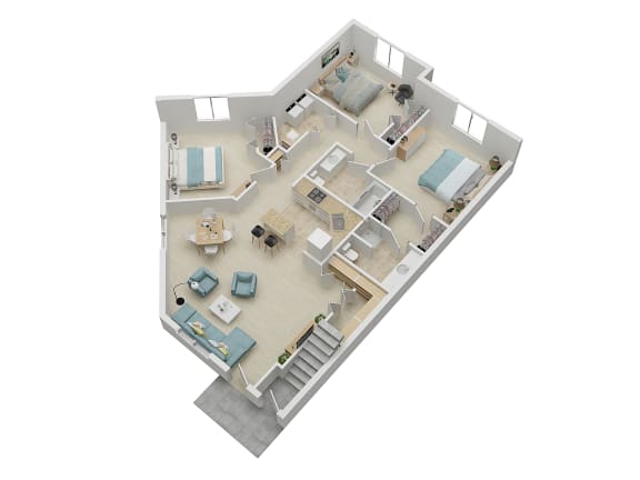 Floor Plan  3 bed, 2 bath 1350 square foot floor plan image w