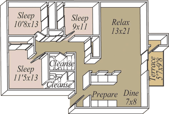 Floor Plan  Birdcage Village - Meadowlark floorplan