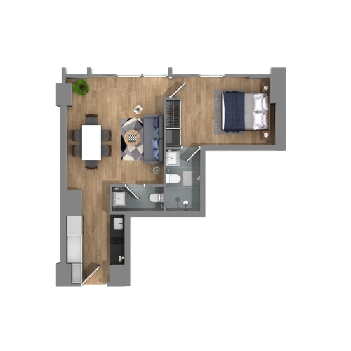 Floor Plan  a floor plan of a house with a bedroom and a living room