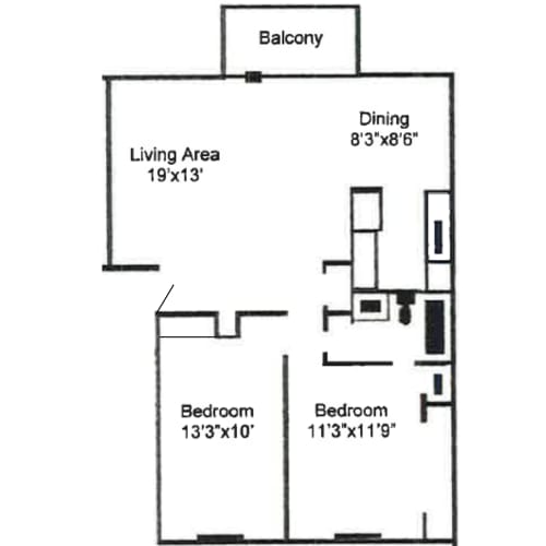 Floor Plan  the floor plan for a bedroom apartment with a living area and a dining room
