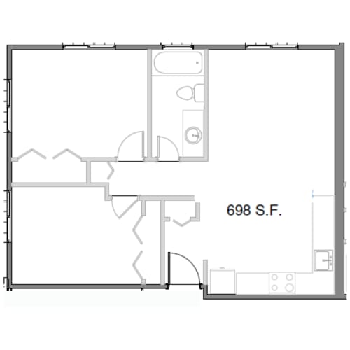 Floor Plan  a floor plan of a small room with a closet and a staircase