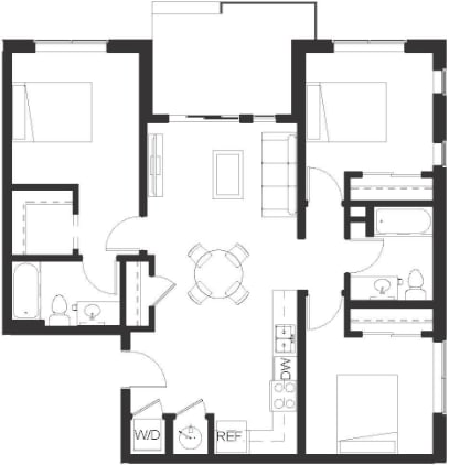 Floor Plan  a floor plan of a small house with a bedroom and a living room