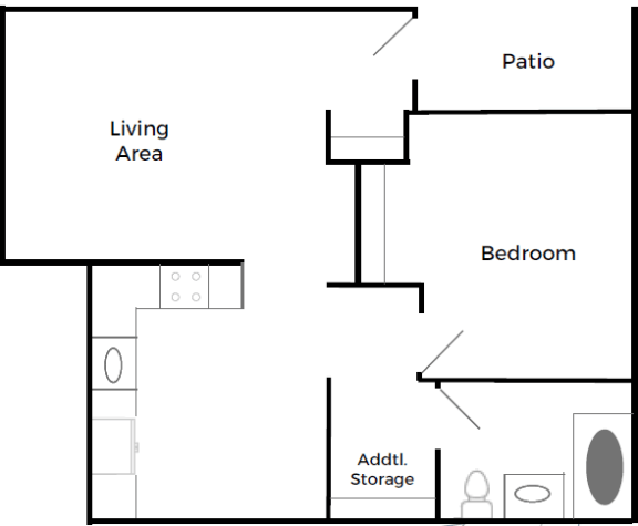 Floor Plan  a floor plan of a living area with a bedroom and a kitchen