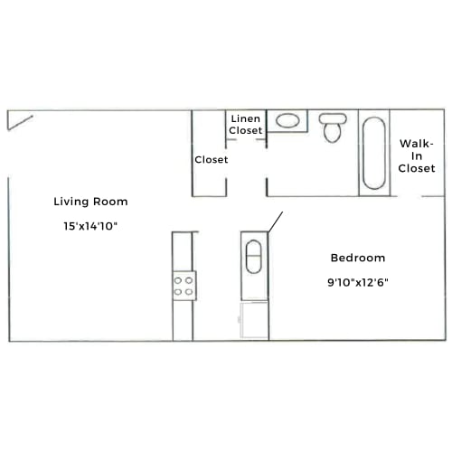 Floor Plan  a floor plan of a living room with a bedroom and a closet
