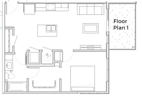 Floor Plan  a floor plan of a house with a bedroom and a living room