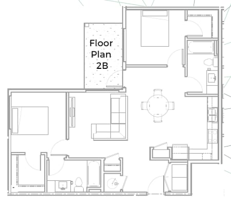 Floor Plan  a floor plan of a house with bedrooms and a living room