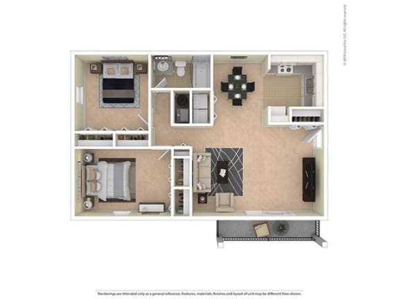 Floor Plan  2 BEDROOM 1 BATHROOM