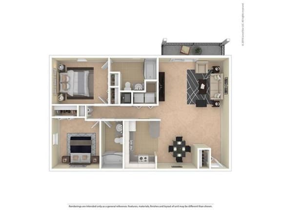 Floor Plan  2 BEDROOM 2 BATHROOM