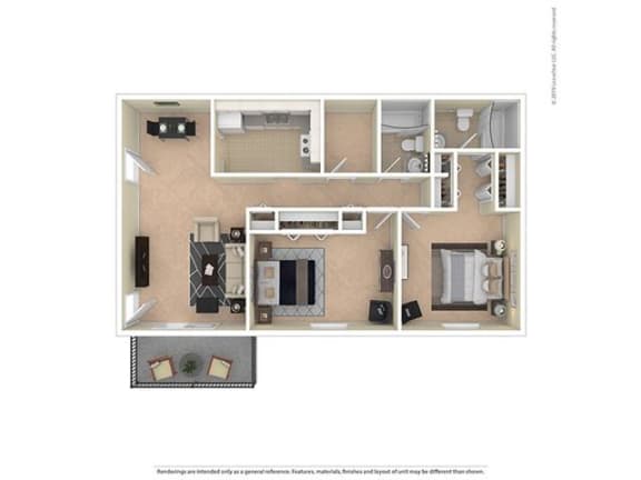 Floor Plan  2 BEDROOM 2 BATHROOM