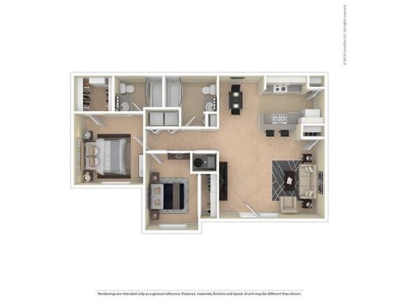 Floor Plan  2 BEDROOM 2 BATHROOM A