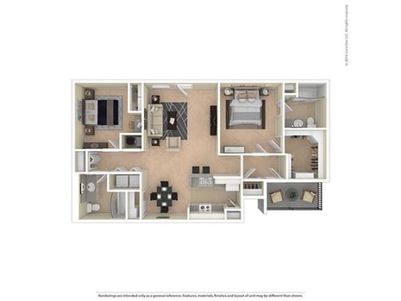 Floor Plan  2 BEDROOM 2 BATHROOM B