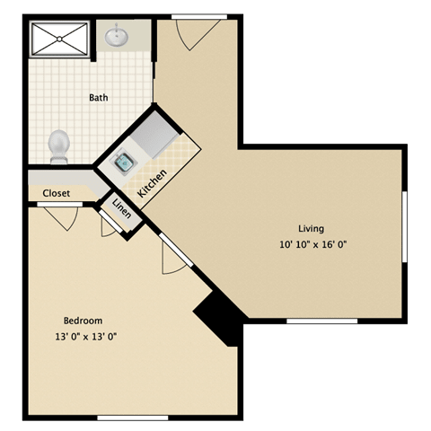 Floor Plan  a floor plan of a small house with a bedroom and a living room