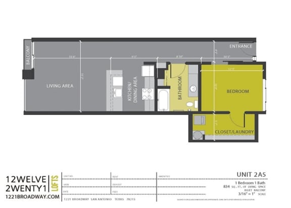 Floor Plan  2A5 floor plan at 1221 Broadway Lofts, Texas