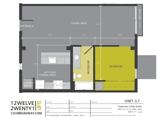 Floor Plan  G1 floor plan at 1221 Broadway Lofts, Texas