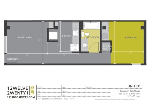 Floor Plan  O1 floor plan at 1221 Broadway Lofts, San Antonio