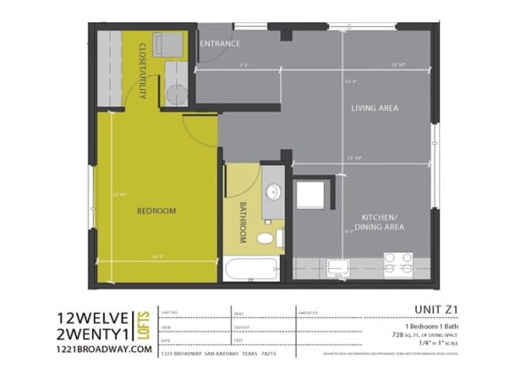 Floor Plan  Z1 floor plan at 1221 Broadway Lofts, San Antonio